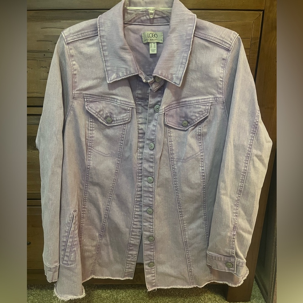 LOGO by Lori Goldstein Jean Jacket Womens Size 18W Heather Purple